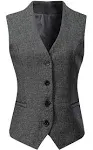 V VOCNI Women's Fully Lined 4 Button V-Neck Economy Dressy Suit Vest Waistcoat