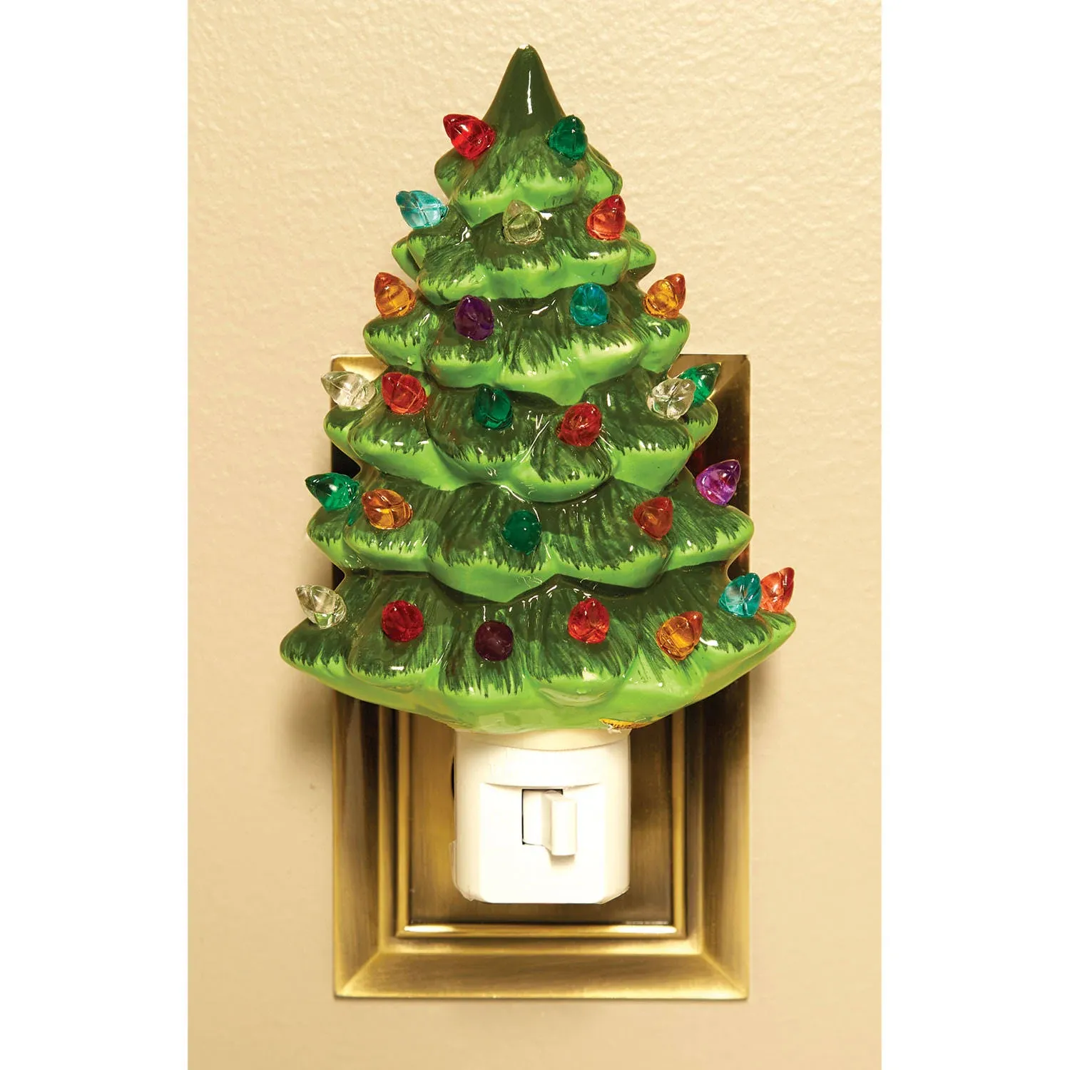 Ceramic Christmas Tree Night Light - Green