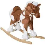 Qaba Plush Ride On Rocking Horse with Sound, Brown