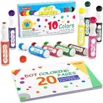 Shuttle Art Dot Markers, 10 Colors Washable Markers for Toddlers,Bingo Daubers Supplies Kids Preschool Children, Non Toxic Water-Based