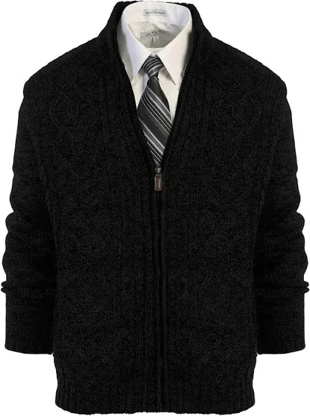 Men&#039;s Full Zip Shawl Collar Knitted Cardigan Twisted Sweater Pullover AF-1203