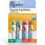 Sky Organics Organic Beeswax Lip Balms 4 Pack Citrus Coconut Mint Strawberry