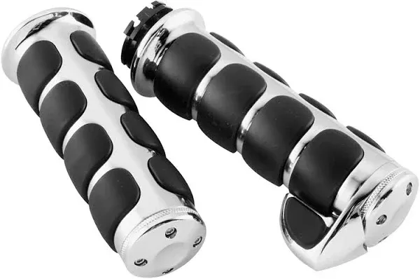 Kuryakyn Premium ISO-Grips with Chrome Accent Rings with Throttle Boss