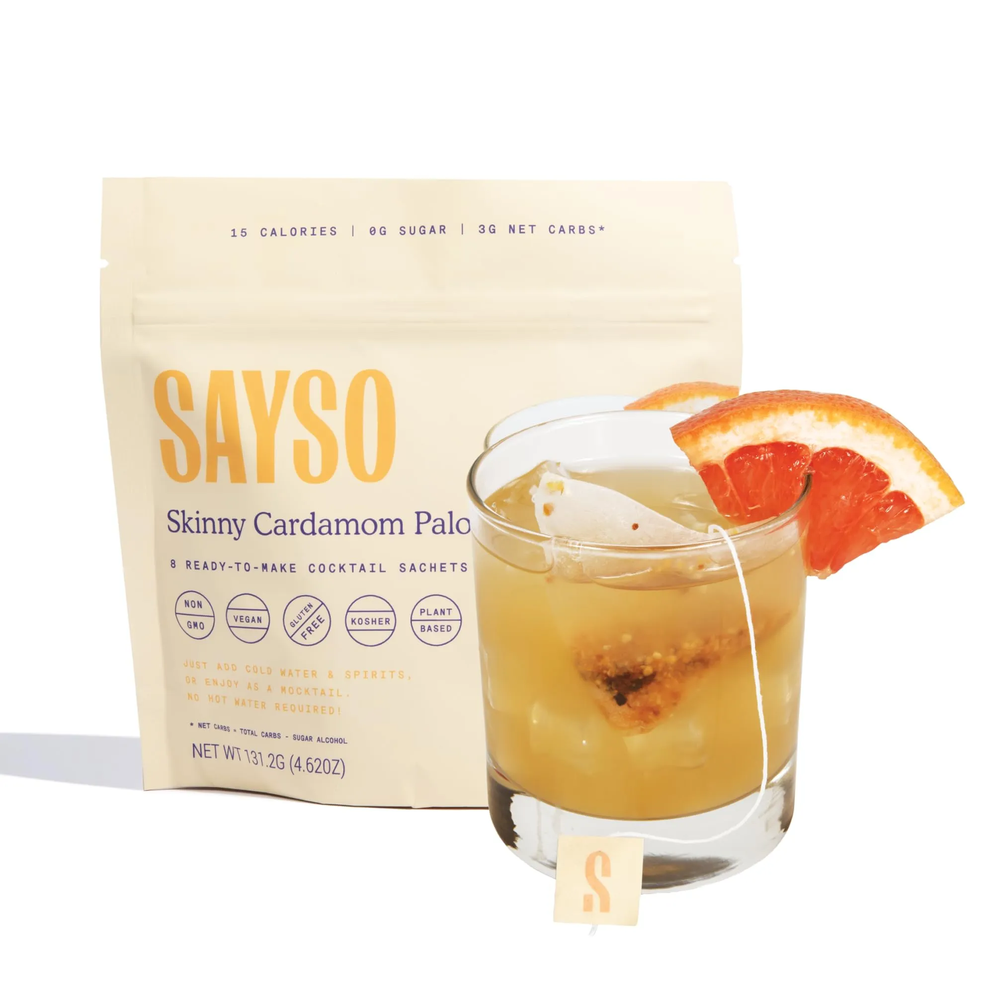 SAYSO Non-Alcoholic Skinny Cardamom Paloma (8 x 4.9 oz)