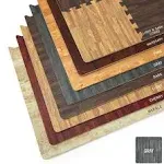 Sorbus Wood Grain Foam Interlocking Floor Mats 3/8&#034; Thick - 16 Tiles - 16 SQ FT