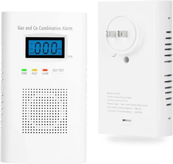 Carbon Monoxide and Gas Detector,Vzmcov Home Combination Carbon Monoxide and Gas Detector Plug in for Kitchen,Carbon Monoxide & Gas Detector for Room,Hotels co and Gas(1 Packs)