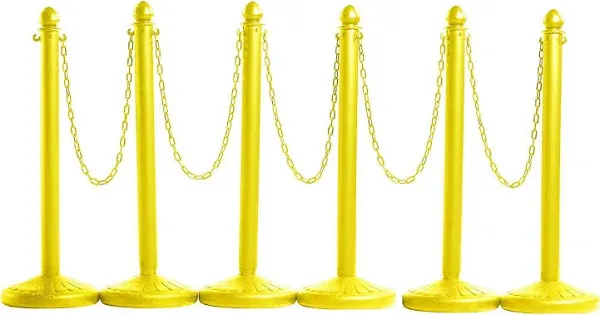 Montour Line Plastic Stanchion Black 2.5 Inch Diameter with 50 Foot Chain, 6-...