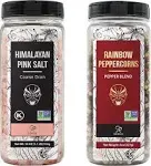 Soeos Himalayan Pink Salt and Rainbow Peppercorn Grinder Refills 18oz Salt 8oz Peppercorns Kosher Seasoning Set for Cooking