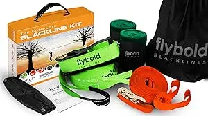 flybold Slackline Kit with Training Line - 57 ft Kids Backyard Slack Line...