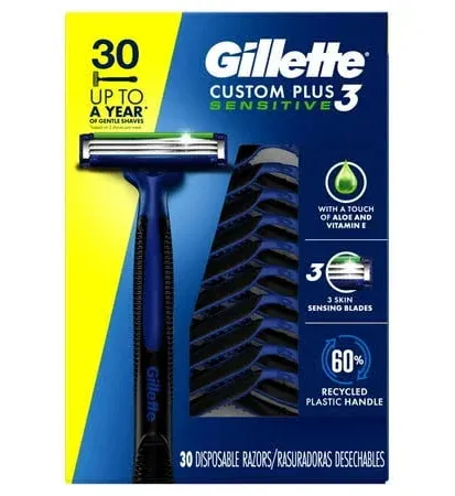 Gillette Custom Plus3 Disposable Razors Sensitive