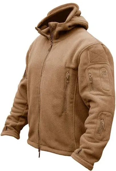 Men&#039;s Tactical Fleece Hooded Jacket - Double Zipper - 7 Pockets - XX-Large