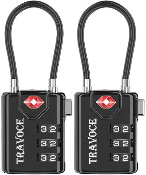 Search Alert TSA Approved Travel Combination Luggage Cable Locks for Suitcase, G