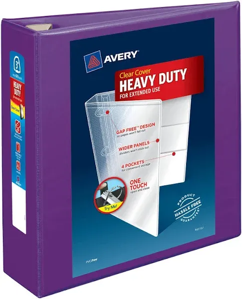 Avery Heavy-Duty View Binder with DuraHinge and Locking One Touch EZD Rings