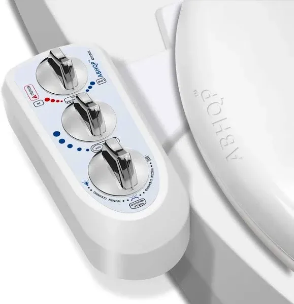 Self Cleaning Hot and Cold Water Bidet - Dual Nozzle (Male & Female) - Non-Electric Mechanical Bidet Toilet Attachment - with Temperature 12 Mo Warranty 30 Day Guarantee (BHCW01)