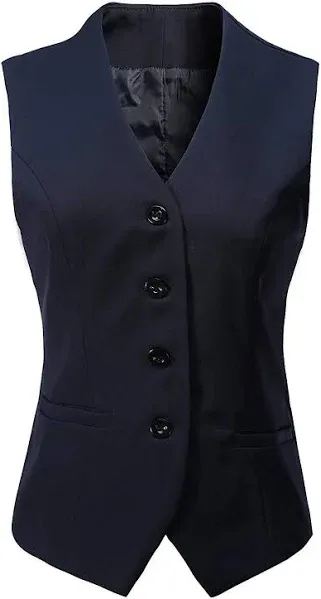 Design by Olivia Women's Fully Lined Button Up V-Neck Tuxedo Suit Vest Waistcoat