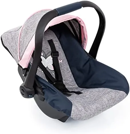 Bayer Design Dolls Car Seat - Grey, Blue, Pink Butterfly - Fits Dolls Up To 18"