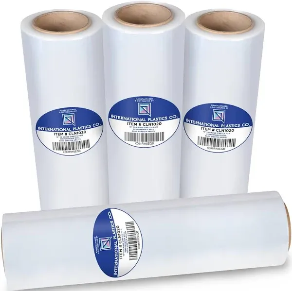 4 Pack of 18" Plastic Stretch Film Wrap 1200 feet Each 500% Stretch Ability