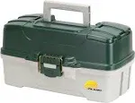 3-Tray Tackle Box with Dual Top Access, Dark Green Metallic/Off White