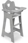 Badger Basket Doll High Chair Pretend Feeding Seat for 18 inch Dolls - Gray