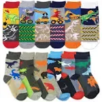 Jefferies Socks Boy Pattern Dinosaur Construction Tools Animal Stripe Bulk 12PK