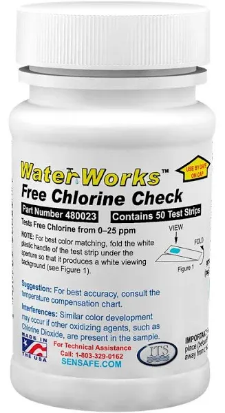 Industrial Test Systems 480023 Test Strips,Free Chlorine,0-25P<wbr/>pm,Pk50