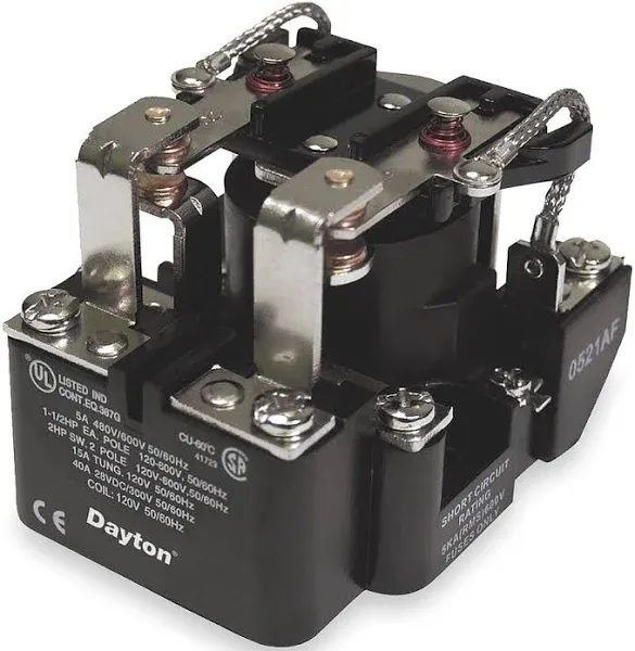 New Dayton 5X847 Power Relay, Surface Mounted, 120V Ac, 8 Pins, 2 Poles