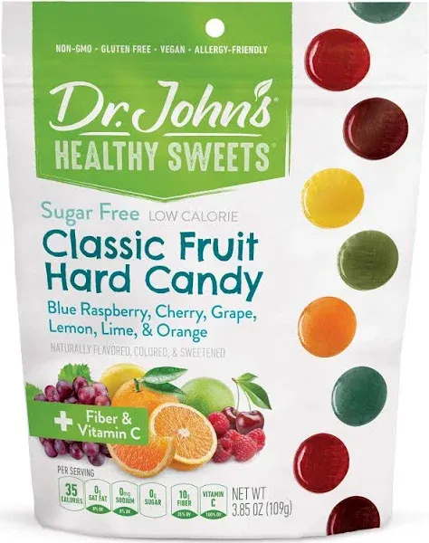 Dr. John's Healthy Sweets Sugar Free Classic Fruit Hard Candy 3.85oz