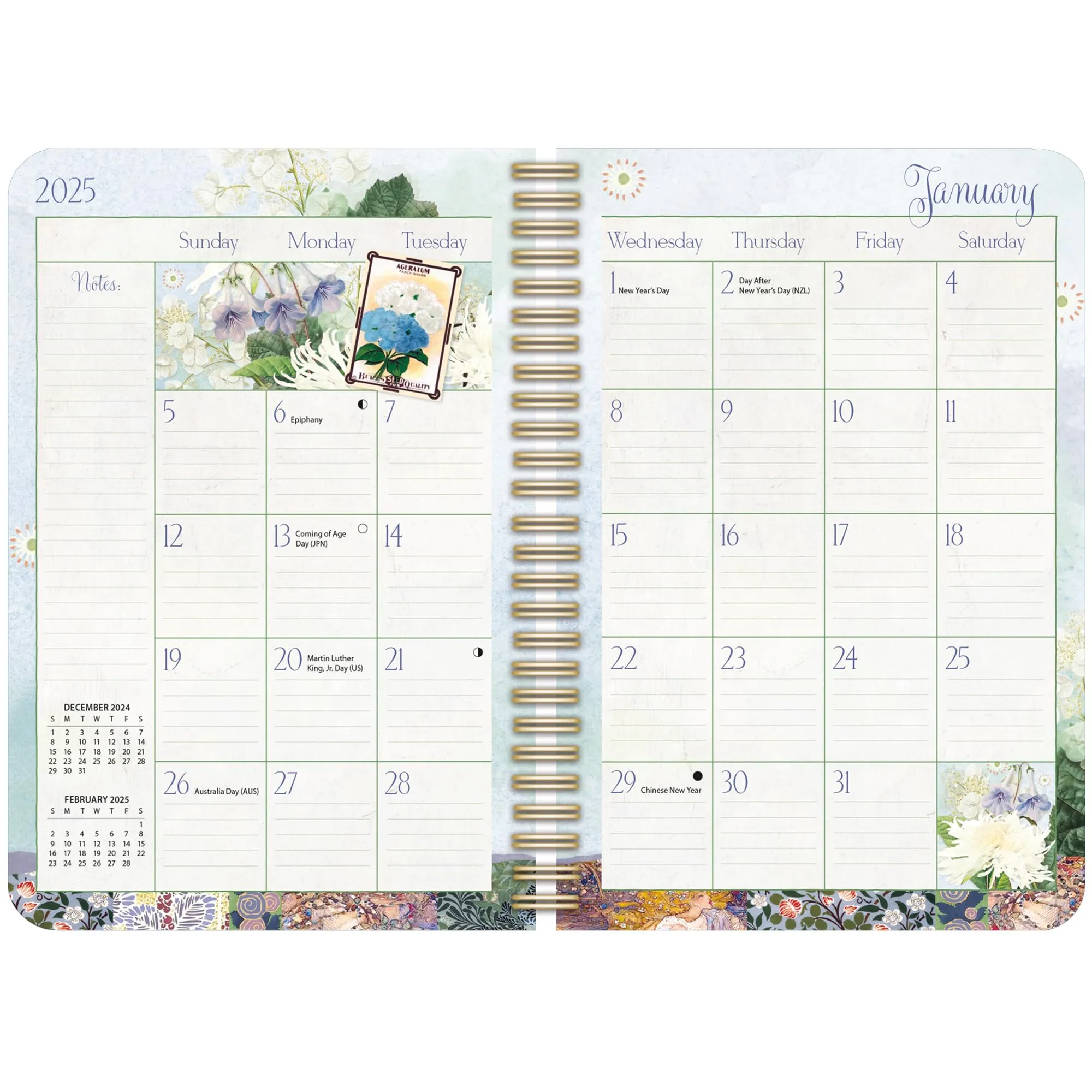 Lang Companies,  Garden Botanicals 2025 Spiral Engagement Planner by Barbara And