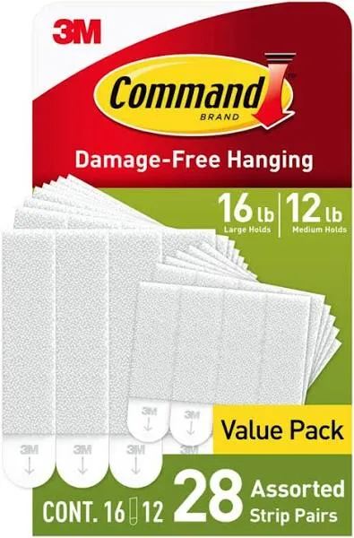 Command Medium and Large Picture Hanging Strips, Damage Free Hanging Picture Hangers, No Tools Wall Hanging Strips for Living Spaces, 12 Medium