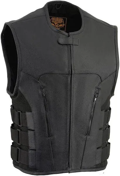 Milwaukee Leather Men&#039;s Biker Swat Style Front Zipper Vest - MLM3500