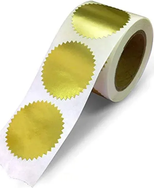 2 Inch Round, Gold Metallic Seals with Serrated Edge for 2 inch, 