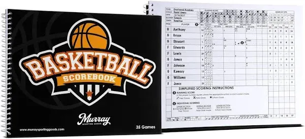 Murray Sporting Goods Basketball Scorebook - 35 Games Score Book Side by Side Score Keeping Book for Stats | Basketball Stat Tracking Book - High School, Middle School, Little League for Scorekeepers