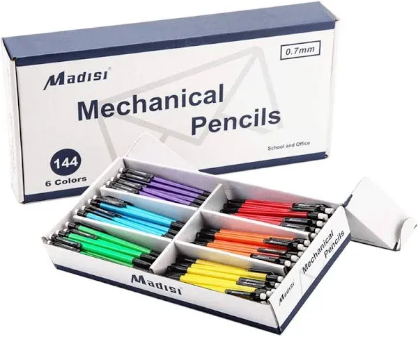 Mechanical Pencil, 0.7Mm Medium Point, HB #2 Lead, Assorted Barrels, 144-Count