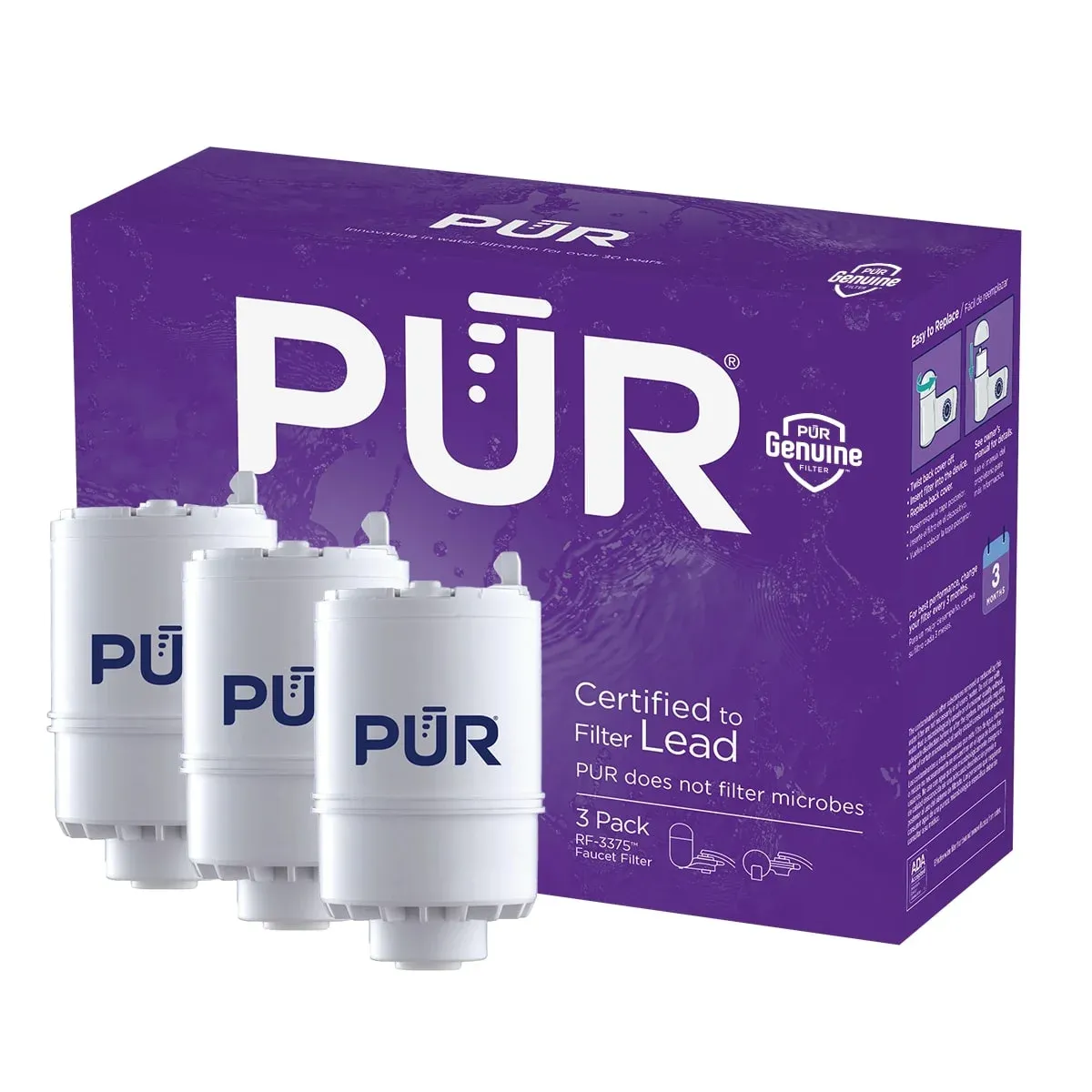 PUR Faucet Mount Certified to Filter Lead - 3 Filters (BRAND NEW FACTORY SEALED)