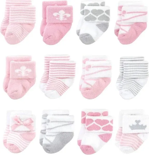 Hudson Baby Infant Girls Cotton Rich Newborn and Terry Socks