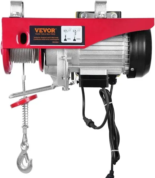 VEVOR 2200lbs Electric Hoist with Wireless Remote Control,110v Electric Hoist with Remote Control, 40ft/20ft Lifting Height & Pure Copper Motor, for Garage Warehouse Factory