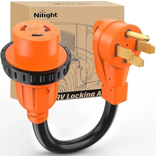 Nilight RV Locking Adapter Cord 50 Amp to 30 Amp Pure Copper Heavy Duty Dog Bone Plug 10 Gauge Wire 14-50P to L5-30R 50M/30F Weatherproof Cord for RV Camper Caravan Van Trailer