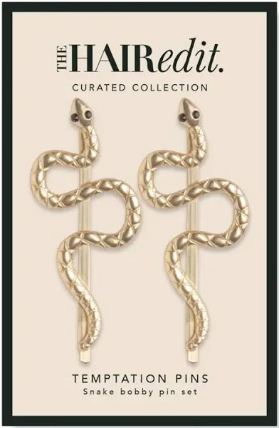 The Hair Edit Temptation Bobby Pins - Decorative Gold Metal Snake-Shaped Hair Clips