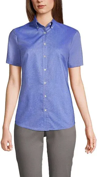 Women's Lands' End School Uniform Short Sleeve Oxford Dress Shirt