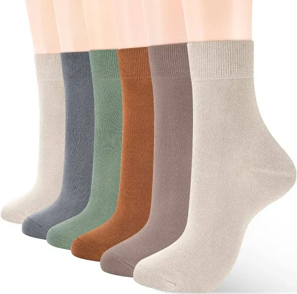 ATBITER Women's Thin Cotton Socks,Soft Cotton Bootie Socks Women Above Ankle Crew Socks (6-Pairs With Present Box)