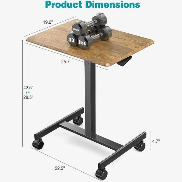 Sweetcrispy Small Mobile Rolling Standing Desk