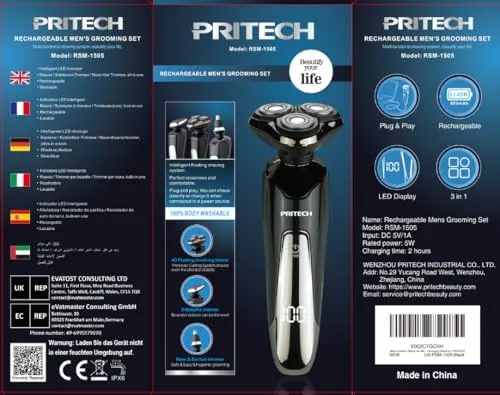 PRITECH Mens Electric Razor for Men Electric Face Shavers Rechargeable