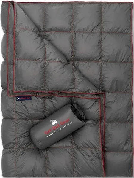 Down Camping Blanket - Puffy, Packable, Lightweight and Warm | Ideal for Outdoors, Travel, Stadium, Festivals, Beach, Hammock | 650 Fill Power Water-Resistant Backpacking Quilt