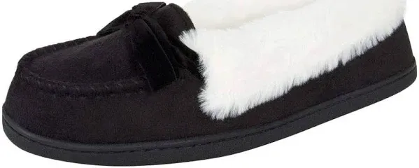 Jessica Simpson Women's Micro Suede Moccasin Slippers with Velvet Bow