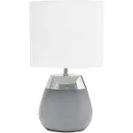 Simple Designs 14" Two Toned and Gray Metal Bedside 4 Settings Touch Table Desk Lamp