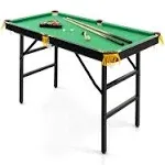 47 Inch Folding Billiard Table with Cues and Brush Chalk , Green