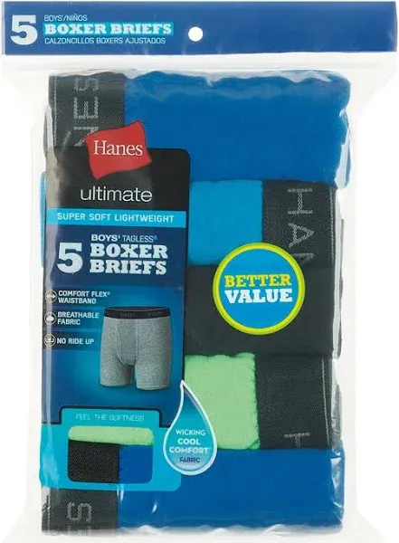 Hanes Boys Ultimate Lightweight Boxer Brief 5-Pack