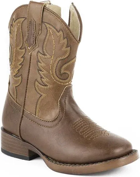 Roper Boys' Texson Wide Toe Faux Leather Cowboy Boots