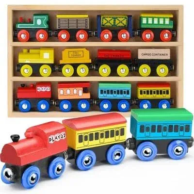 Wooden 12 Pcs Train Toys Magnetic Set Toy Train Sets For Kids Toddler Compatible With Thomastrain Set Tracks - Buy Wooden Train Set,Magnetic Set Toy,Train Sets For Kids Product on Alibaba.com