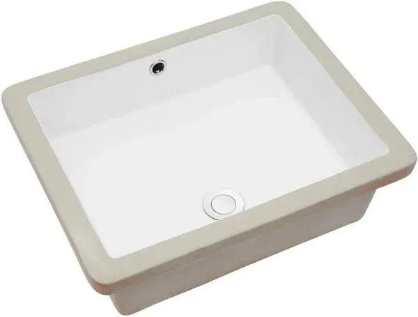 Lordear 20" Undermount Bathroom Vessel Sink Rectangle Modern Porcelain Ceramic Lavatory Bathroom Sink - White